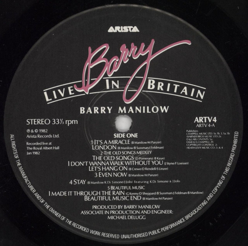 Barry Manilow Barry Live In Britain UK vinyl LP album (LP record) MNLLPBA556958