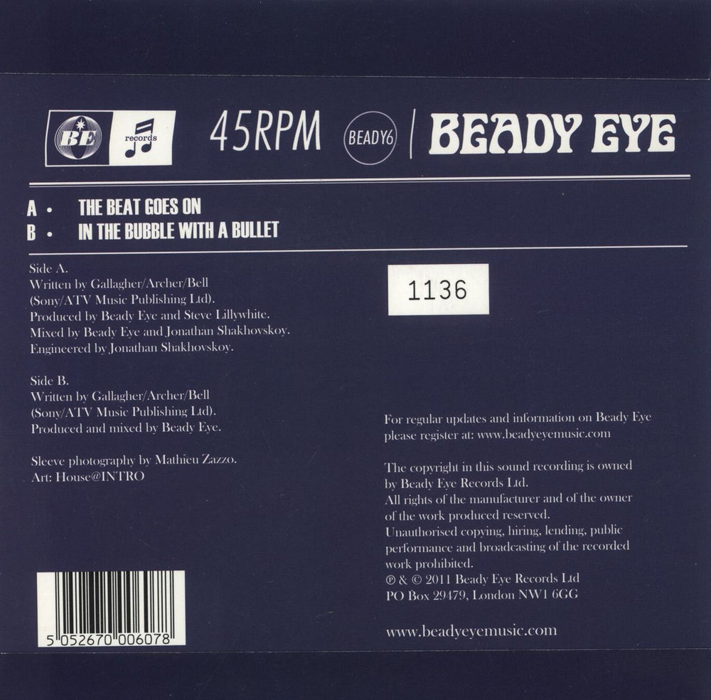 Beady Eye The Beat Goes On - Numbered UK 7" vinyl single (7 inch record / 45) 5052670006078