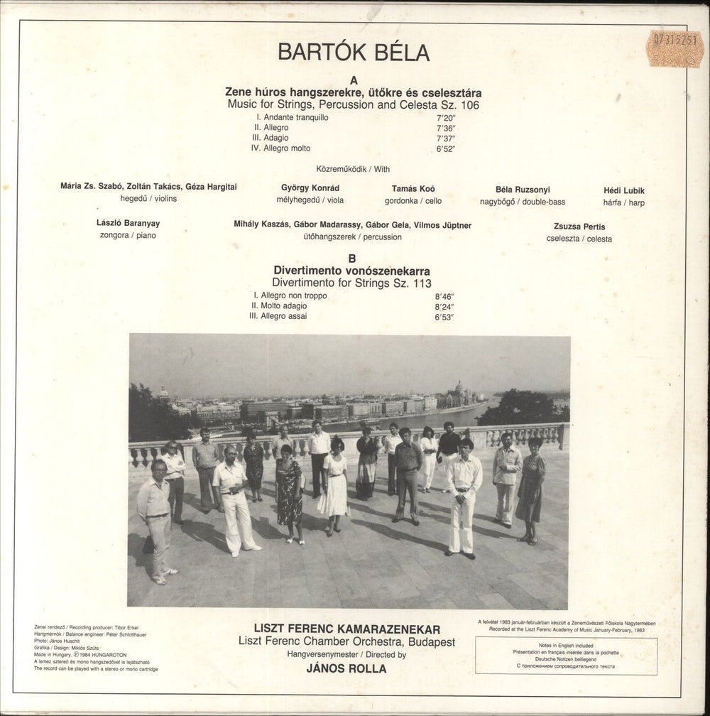 Béla Bartók Bartok: Divertimento / Music For Strings, Percussion And Celesta Hungarian vinyl LP album (LP record)