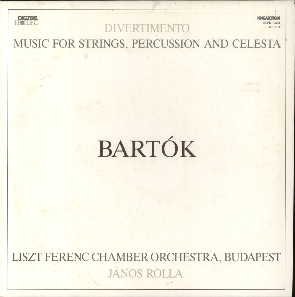 Béla Bartók Bartok: Divertimento / Music For Strings, Percussion And Celesta Hungarian vinyl LP album (LP record) SLPD12531