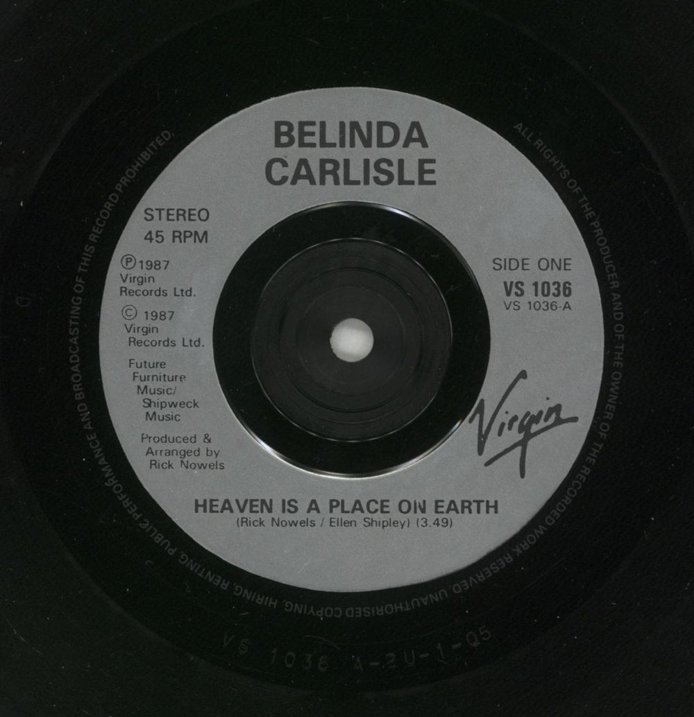 Belinda Carlisle Heaven Is A Place On Earth - inj UK 7" vinyl single (7 inch record / 45) CAR07HE863752