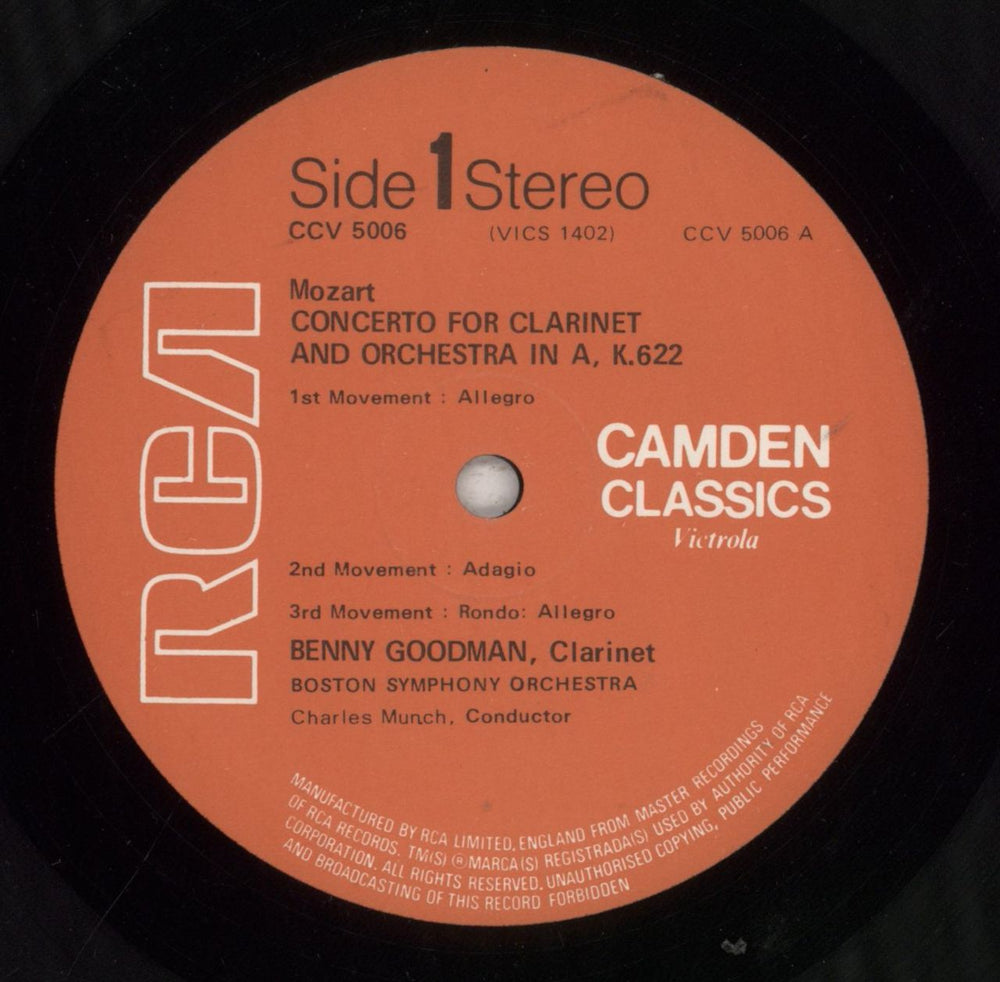 Benny Goodman Mozart: Clarinet Concerto In A Major & Clarinet Quintet In A Major UK vinyl LP album (LP record) BG1LPMO595021