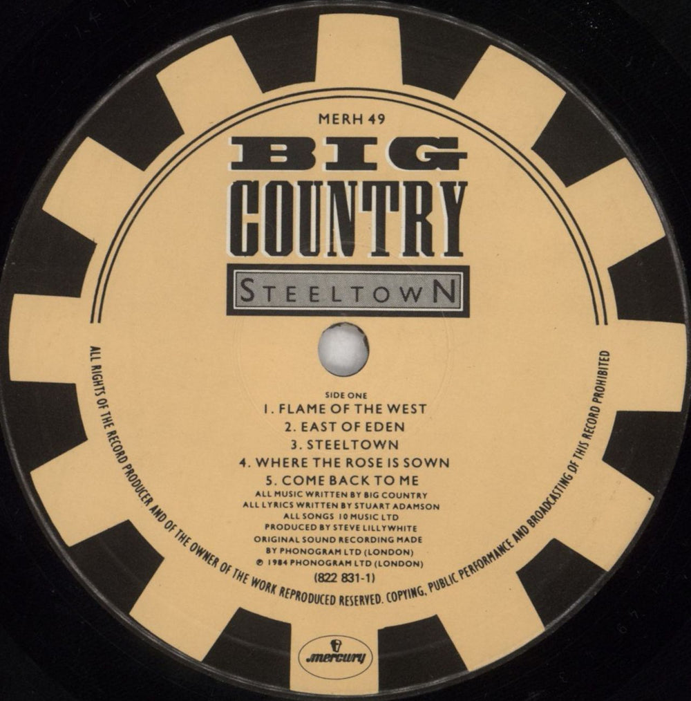 Big Country Steeltown UK vinyl LP album (LP record) BIGLPST825179