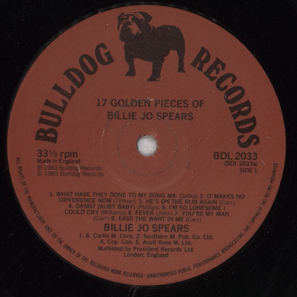 Billie Jo Spears 17 Golden Pieces Of Billie Jo Spears UK vinyl LP album (LP record) BC7LPGO847386