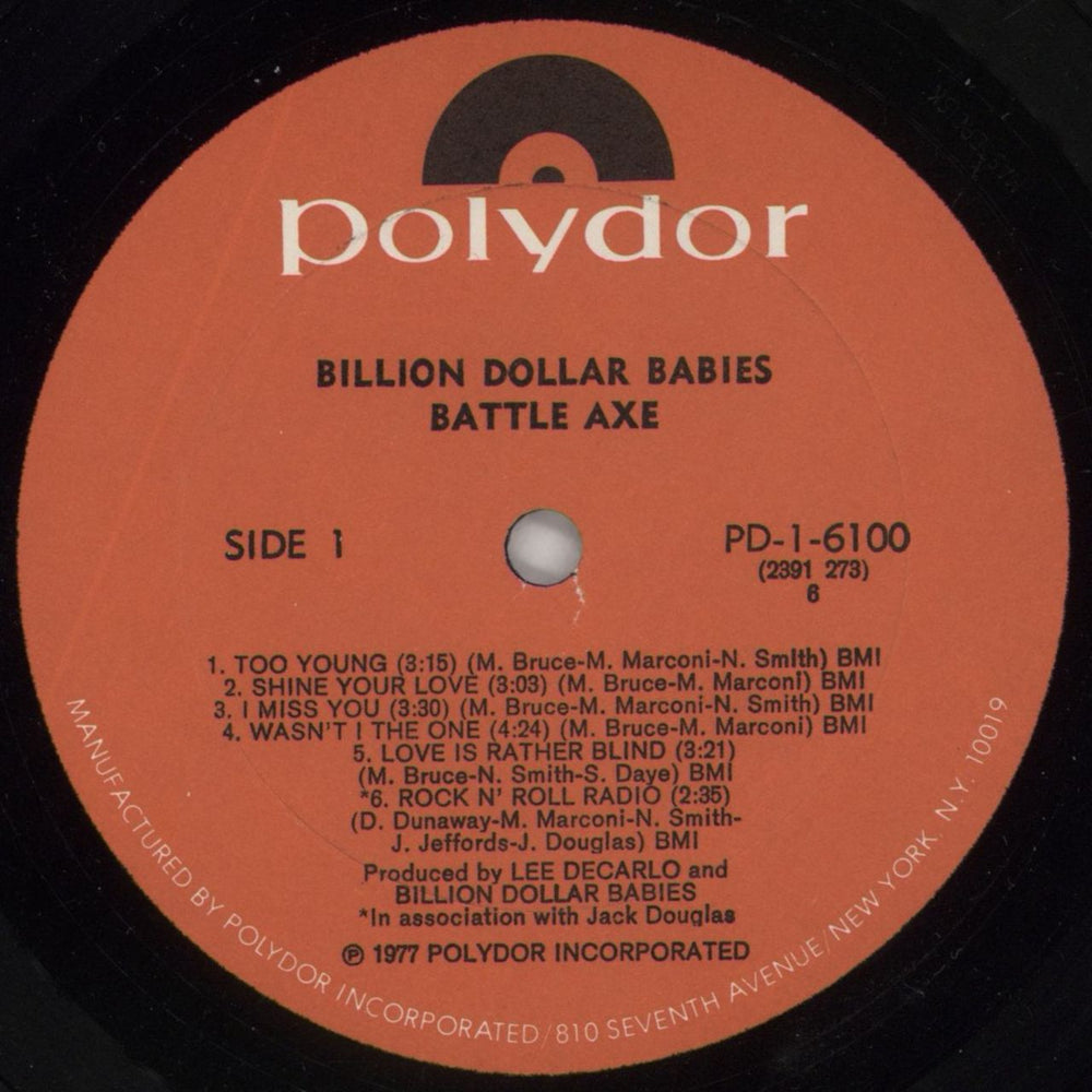 Billion Dollar Babies Battle Axe - EX US vinyl LP album (LP record) EJULPBA859838