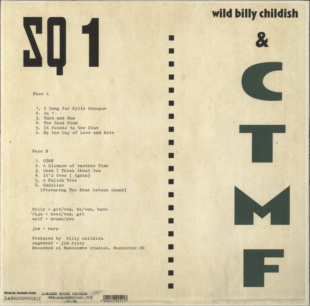 Billy Childish SQ1 - Clear Vinyl UK vinyl LP album (LP record) 5020422045217