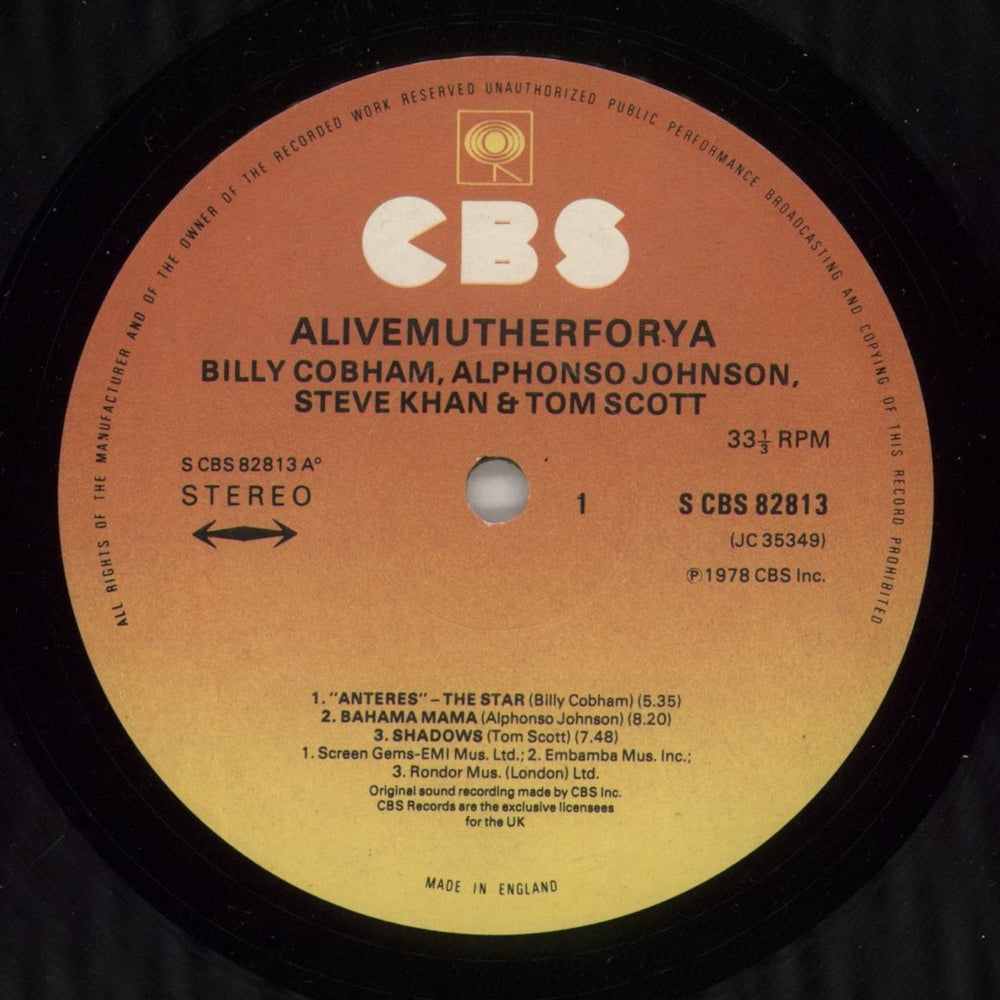 Billy Cobham Alivemutherforya UK vinyl LP album (LP record) BYHLPAL661603