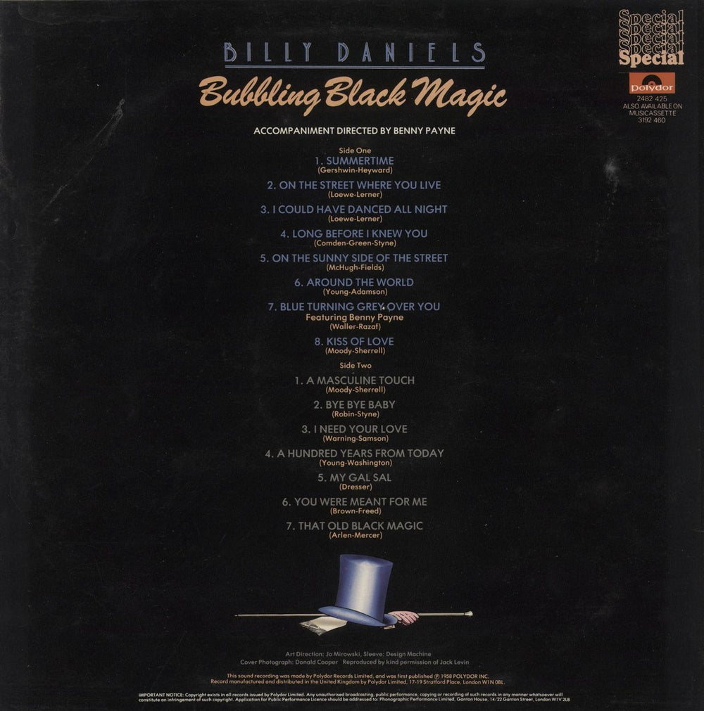 Billy Daniels Bubbling Black Magic UK vinyl LP album (LP record)