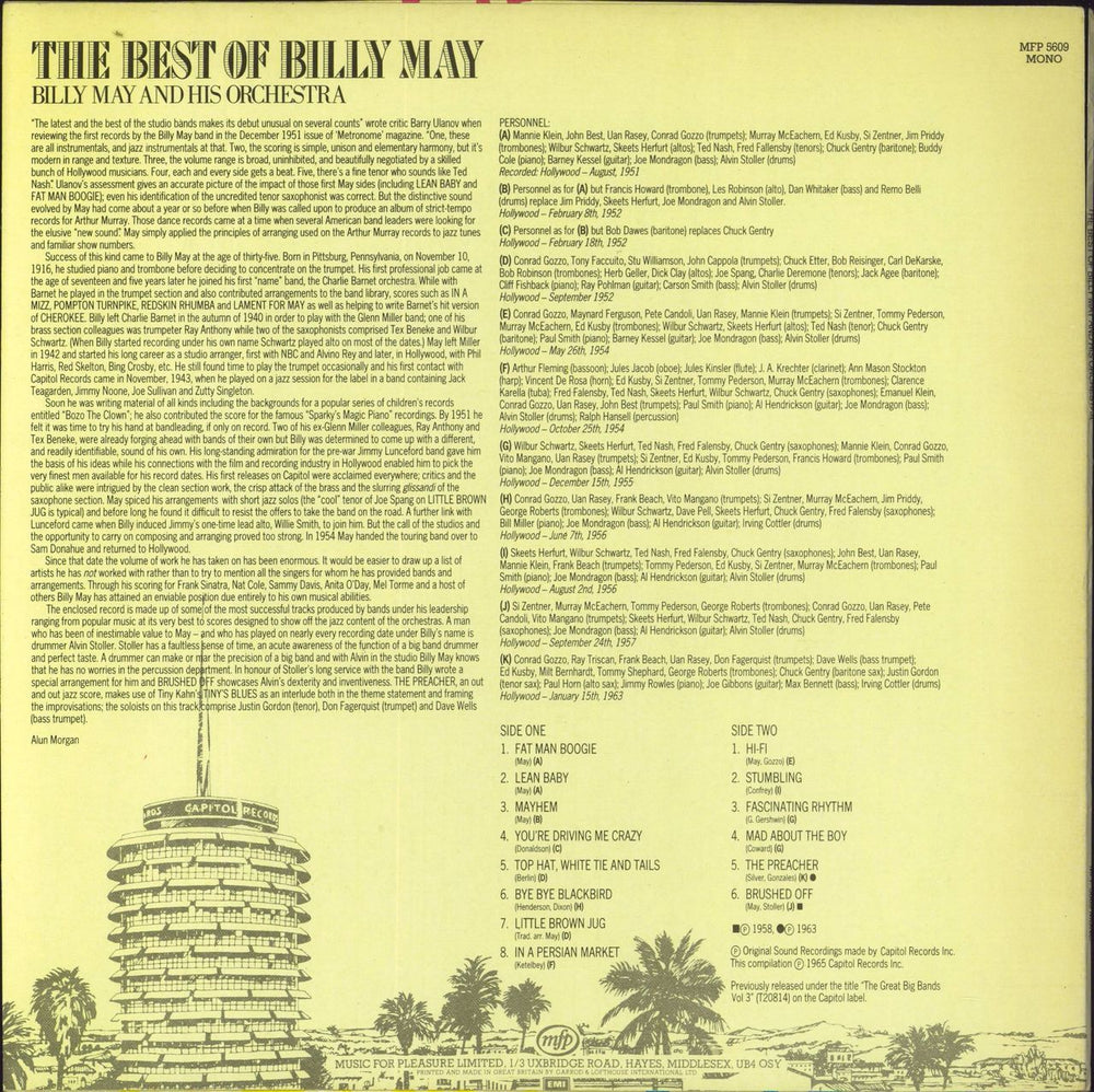 Billy May The Best Of Billy May UK vinyl LP album (LP record)