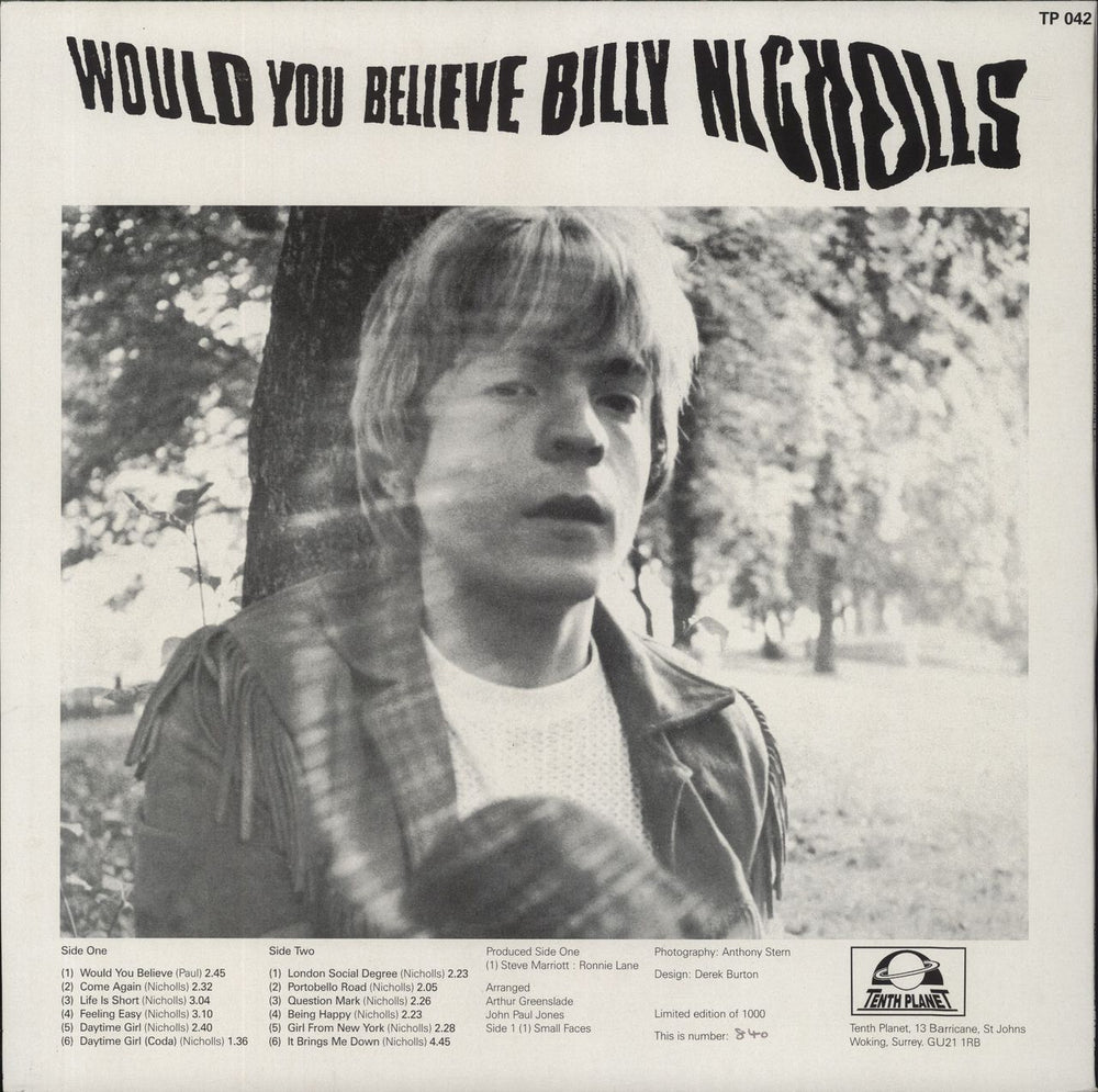 Billy Nicholls Would You Believe UK vinyl LP album (LP record)
