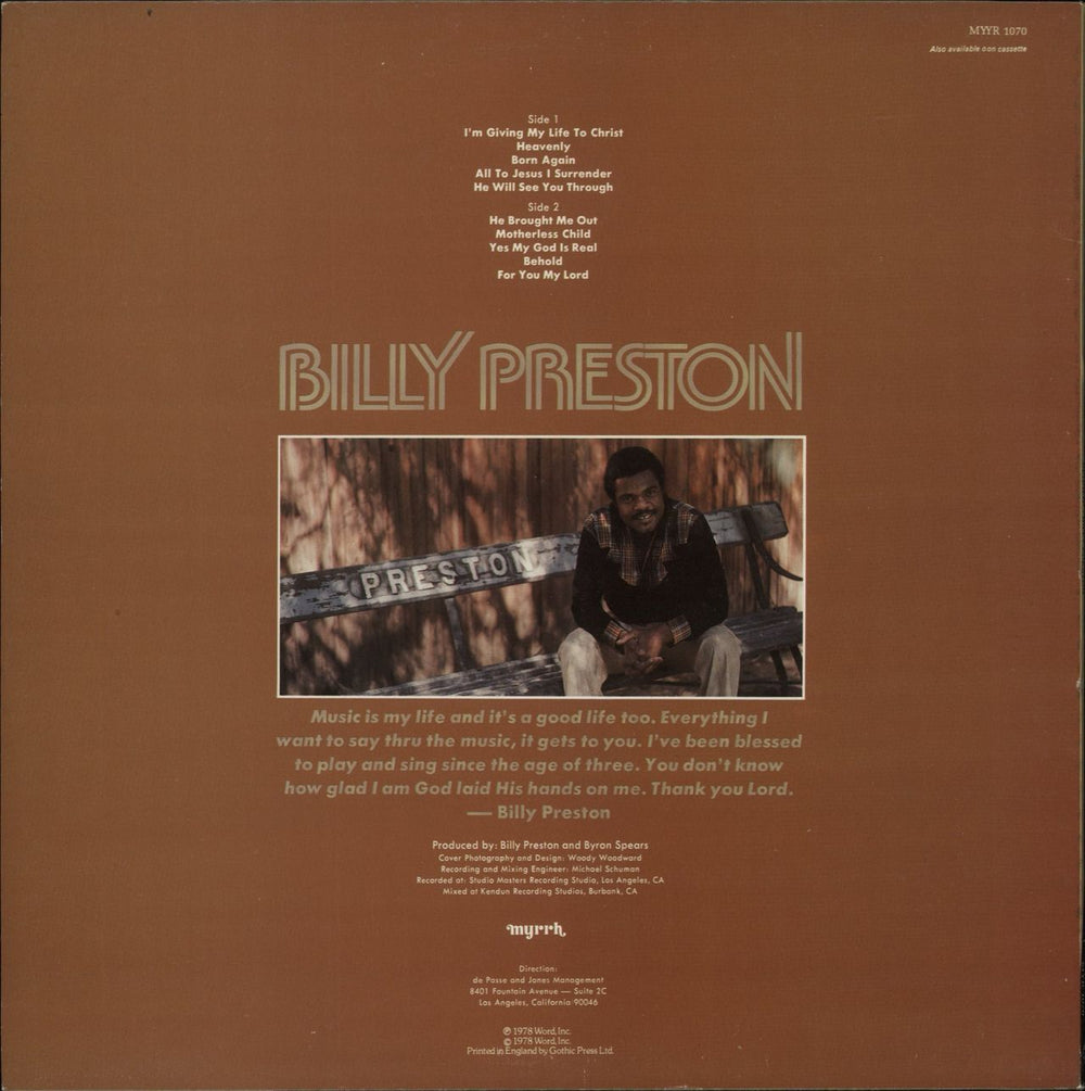 Billy Preston Behold UK vinyl LP album (LP record)