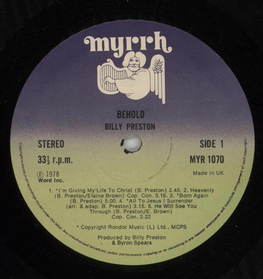 Billy Preston Behold UK vinyl LP album (LP record) BIPLPBE867553