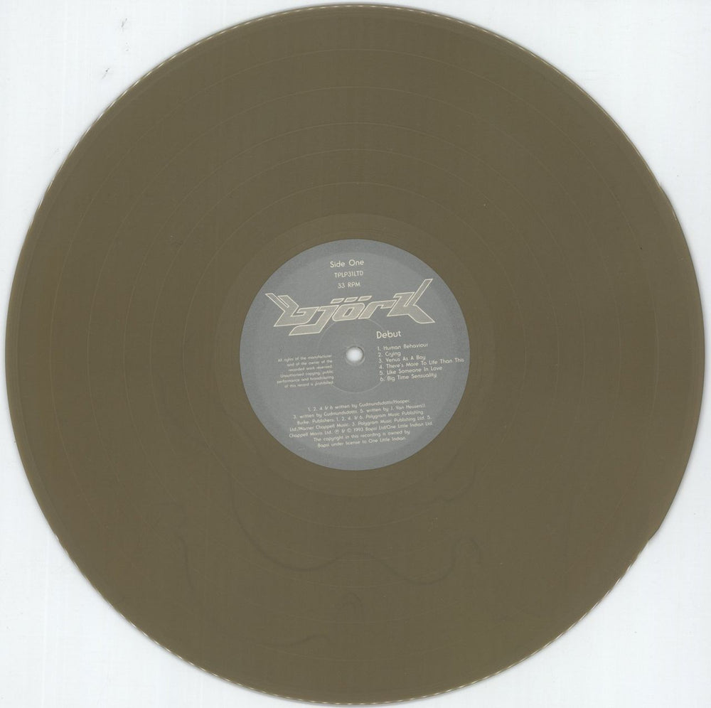 Björk Debut - Gold Vinyl UK vinyl LP album (LP record) BJKLPDE874495