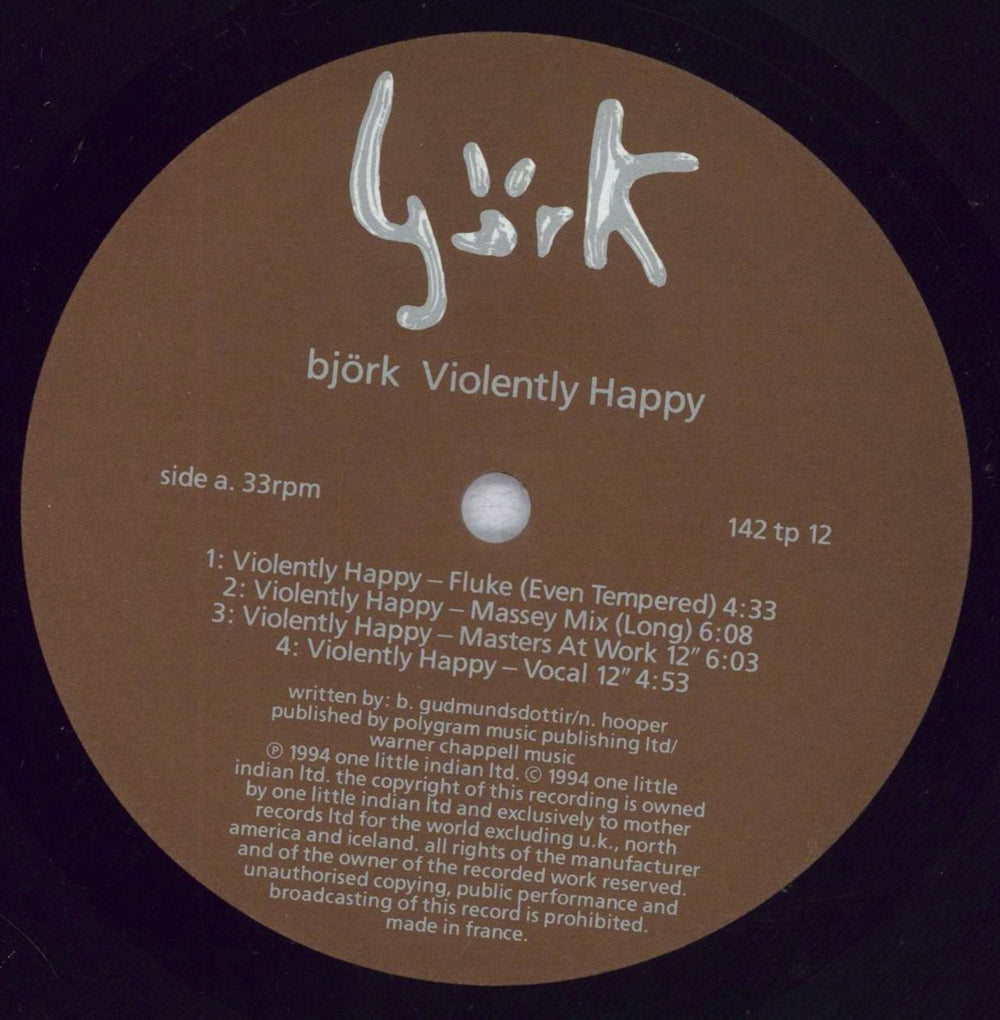 Björk Violently Happy - EX UK 12" vinyl single (12 inch record / Maxi-single) BJK12VI837153