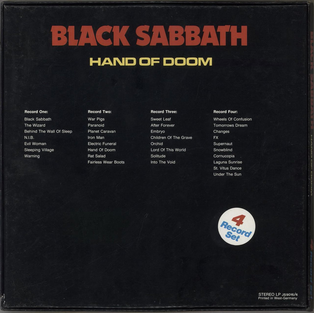 Black Sabbath Hand Of Doom Spanish 4-LP vinyl album record set BLK4LHA432440