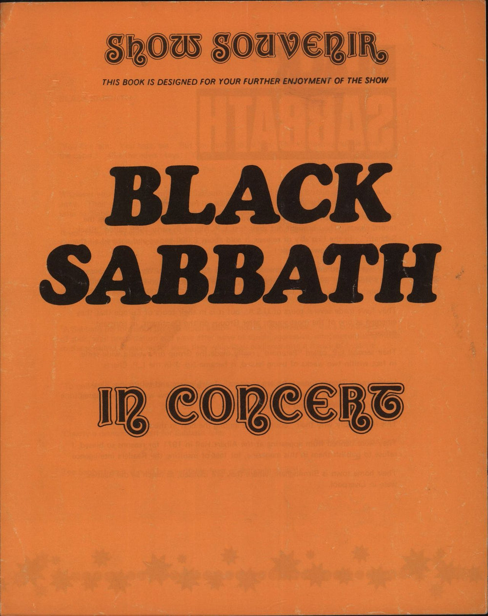 Black Sabbath In Concert - Show Souvenir UK tour programme TOUR PROGRAMME