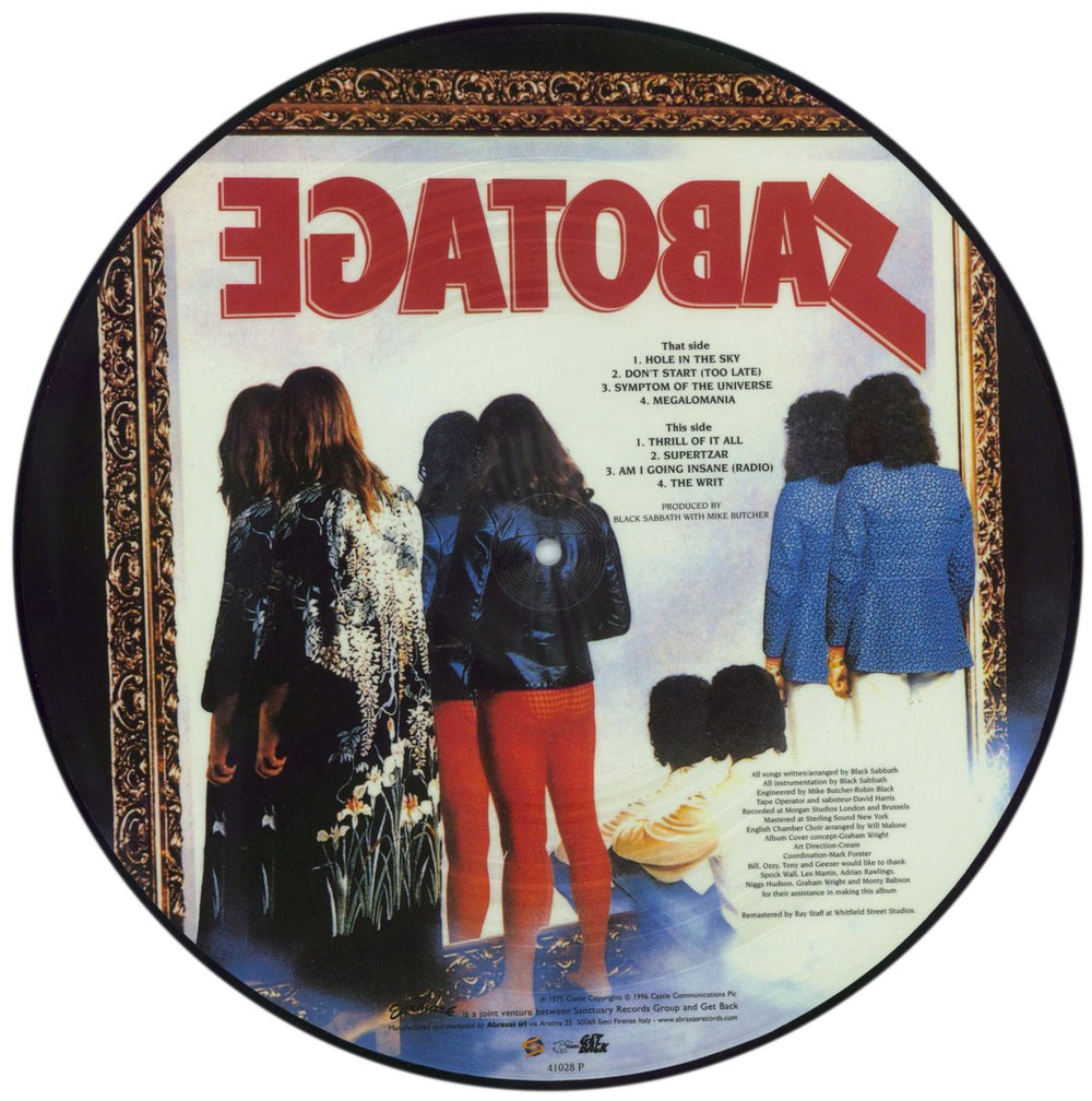 Black Sabbath Sabotage UK picture disc LP (vinyl picture disc album) 8013252490286