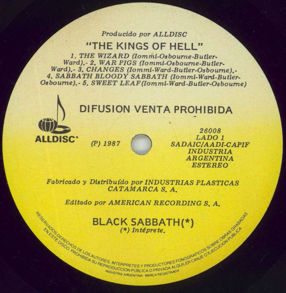 Black Sabbath The Kings Of Hell Argentinean Promo vinyl LP album (LP record) BLKLPTH849605