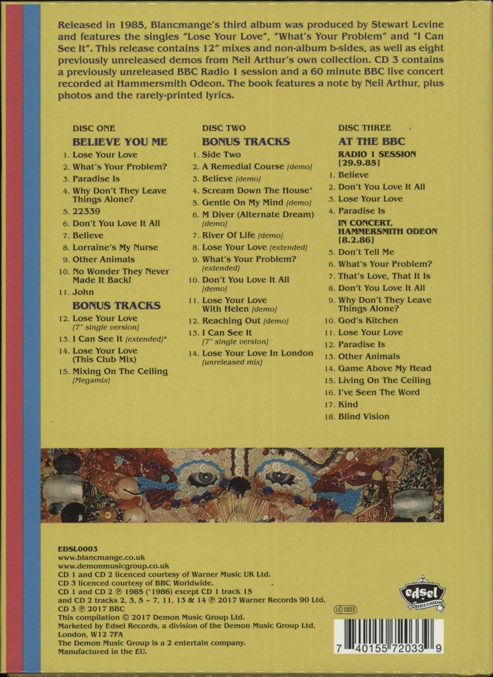 Blancmange Believe You Me - Media Book Edition UK 3-CD album set (Triple CD) 740155720339