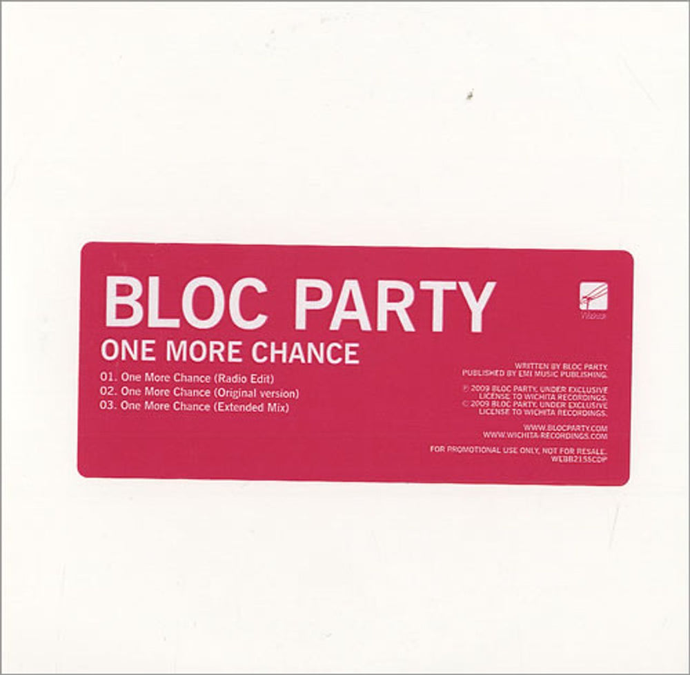 Bloc Party One More Chance UK Promo CD single (CD5 / 5") WEBB215SCDP