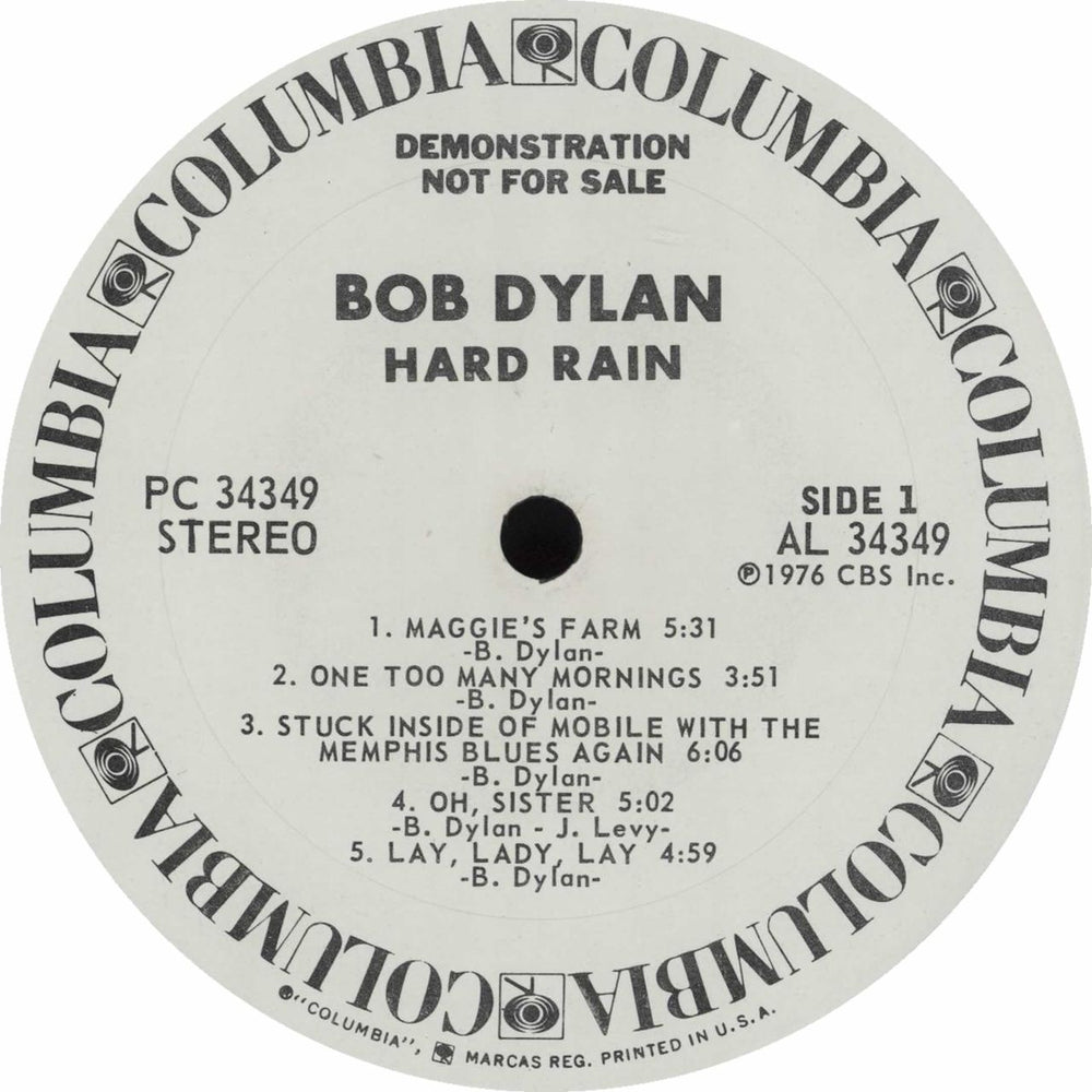 Bob Dylan Hard Rain - Timing Strip US Promo vinyl LP album (LP record) DYLLPHA333467