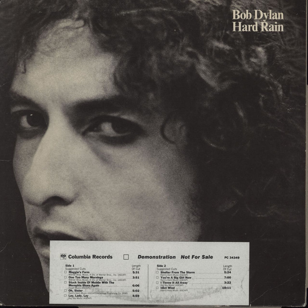 Bob Dylan Hard Rain - Timing Strip US Promo vinyl LP album (LP record) PC34349