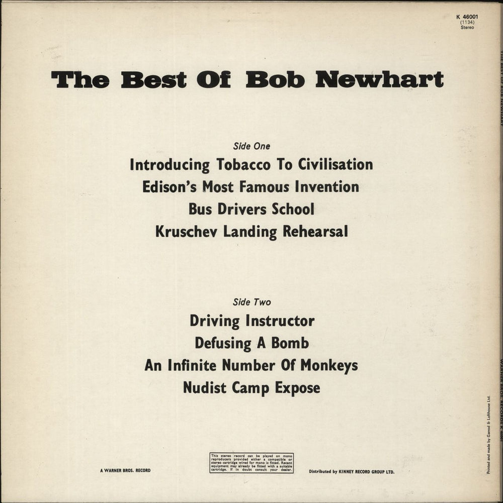 Bob Newhart The Best Of UK vinyl LP album (LP record)