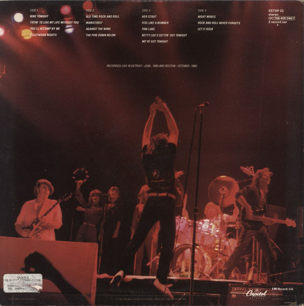 Bob Seger Nine Tonight UK 2-LP vinyl record set (Double LP Album) 5099940004693