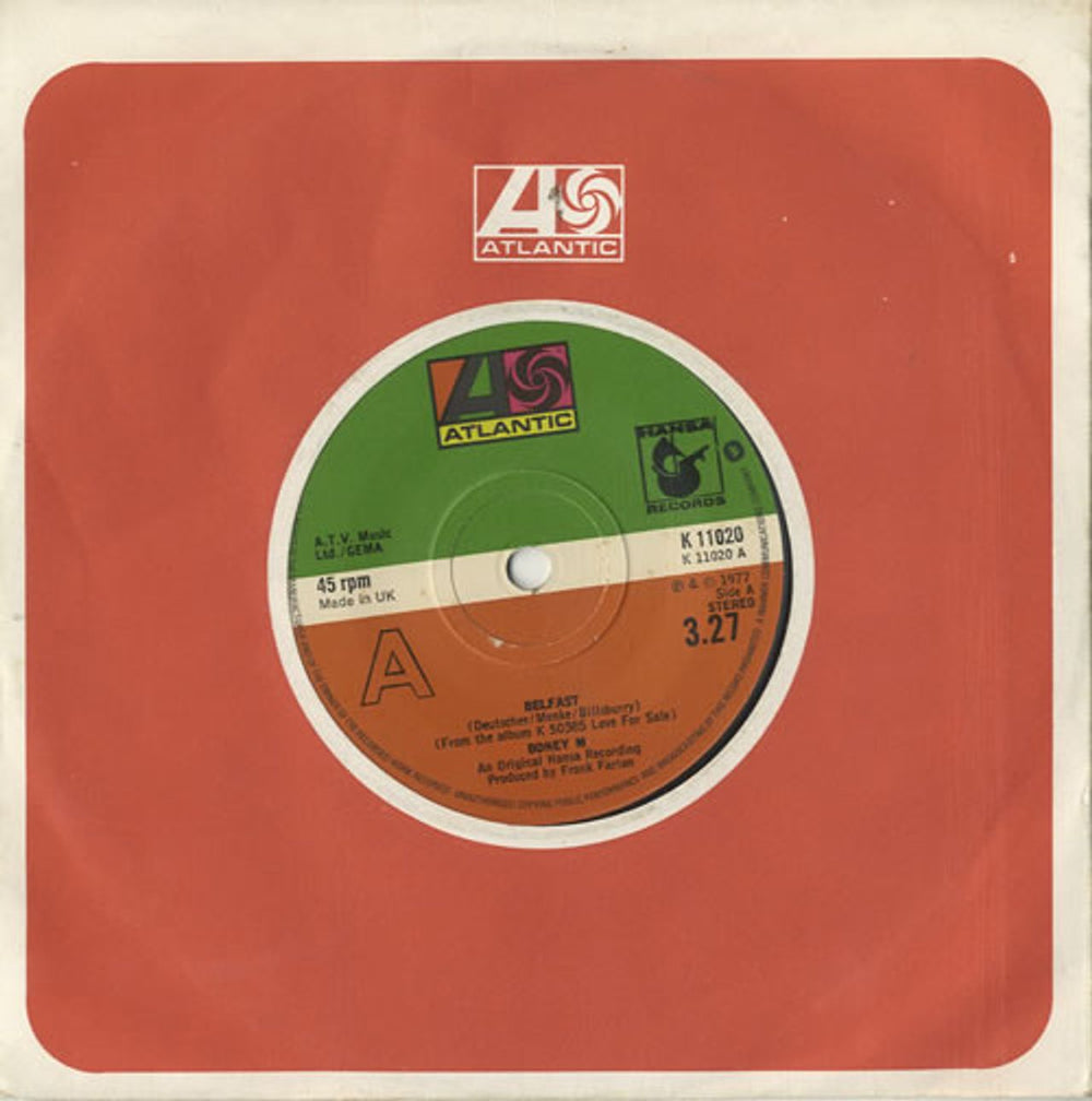 Boney M Belfast UK 7" vinyl single (7 inch record / 45) K11020