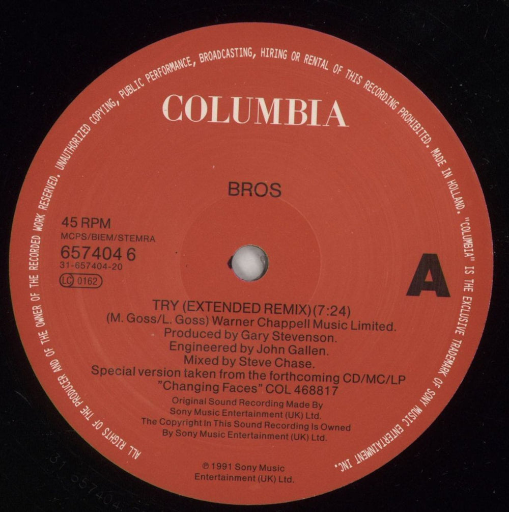 Bros Try Dutch 12" vinyl single (12 inch record / Maxi-single) BRO12TR671147