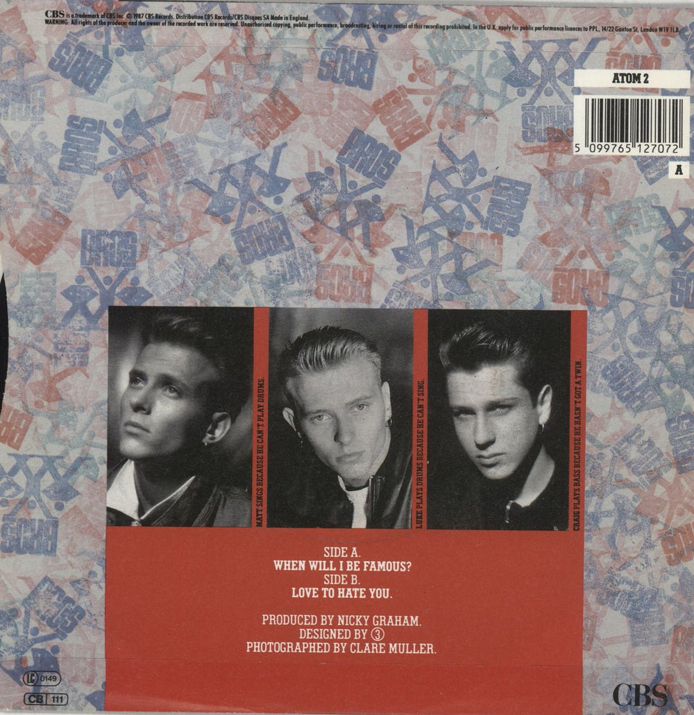 Bros When Will I Be Famous UK 7" vinyl single (7 inch record / 45) 5099765127072