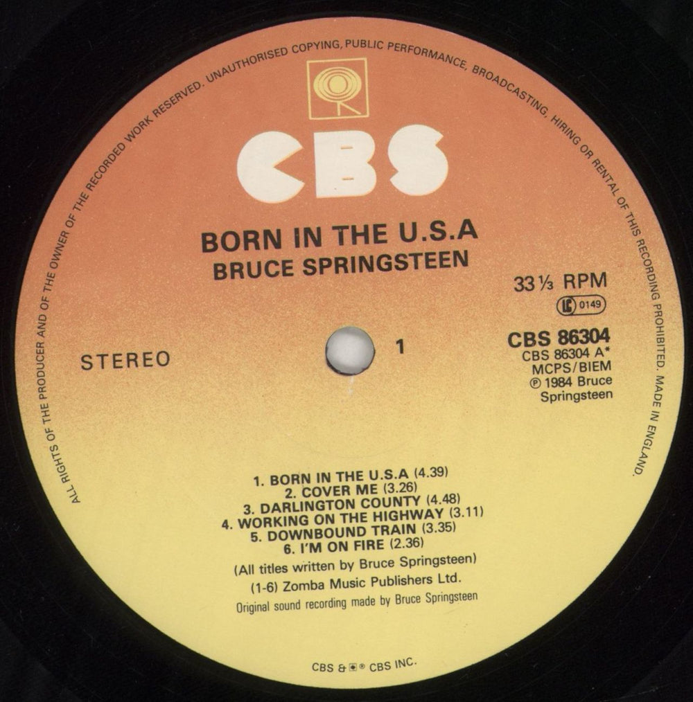 Bruce Springsteen Born In The U.S.A. Dutch vinyl LP album (LP record) SPRLPBO623865