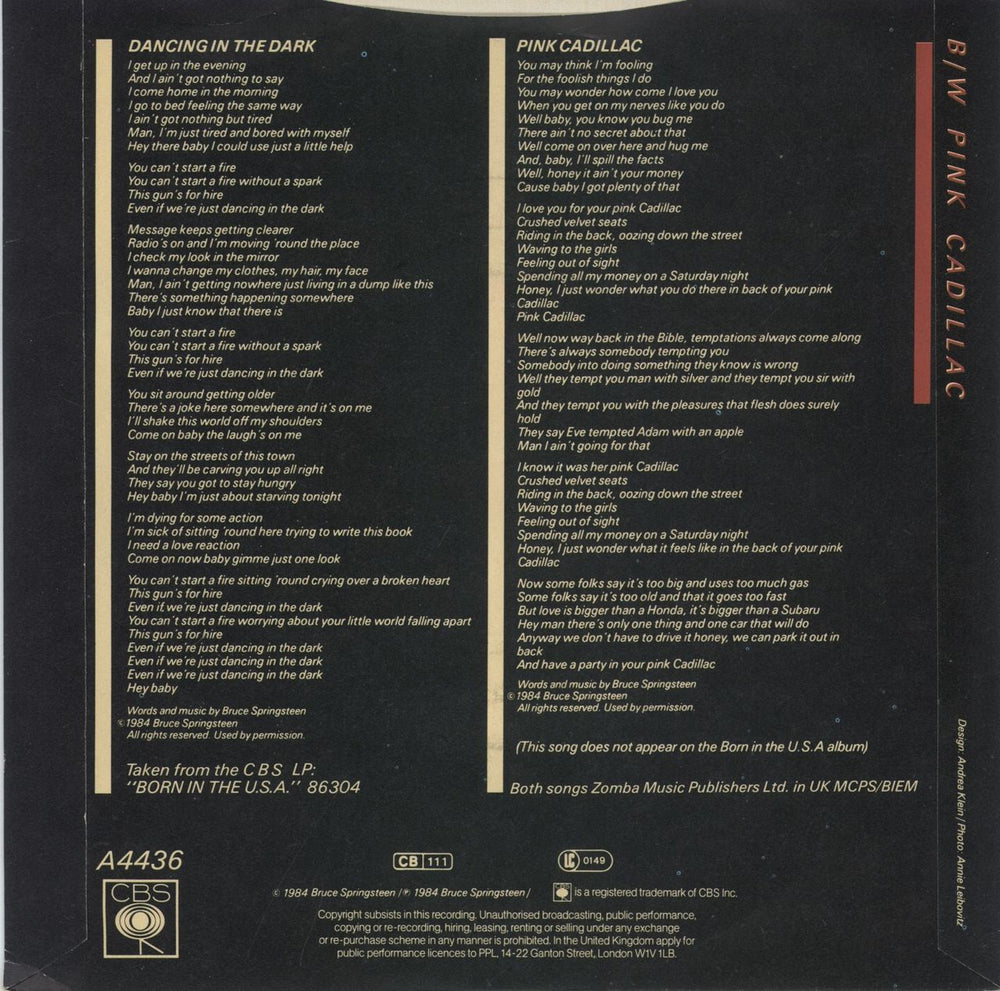 Bruce Springsteen Dancing In The Dark - P/S - Solid UK 7" vinyl single (7 inch record / 45)