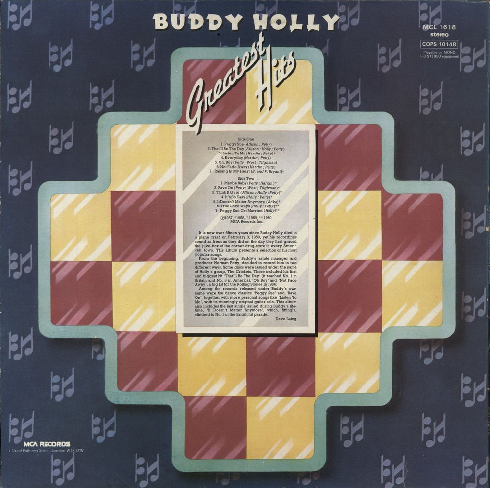 Buddy Holly Greatest Hits UK vinyl LP album (LP record)