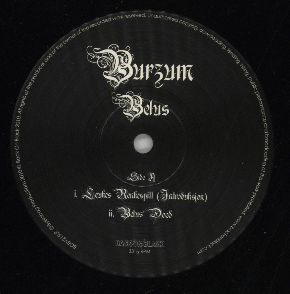 Burzum Belus UK 2-LP vinyl record set (Double LP Album) E2R2LBE868083