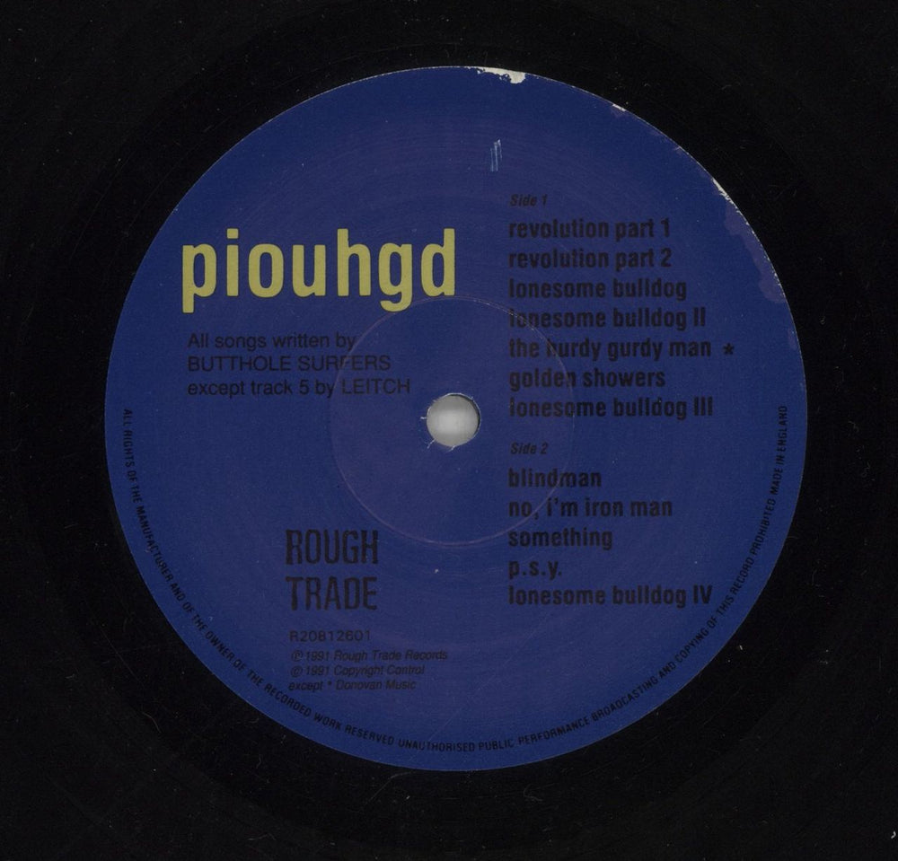 Butthole Surfers Piouhgd + 12" UK vinyl LP album (LP record) BUTLPPI871104