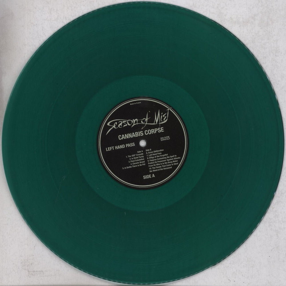 Cannabis Corpse Left Hand Pass - Green Light Transparent Vinyl US vinyl LP album (LP record) 4BQLPLE836956