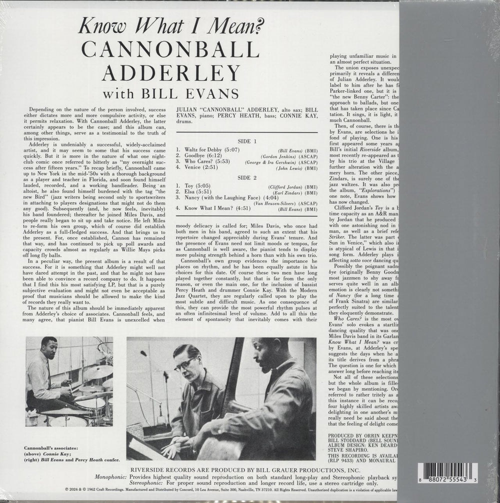 Cannonball Adderley Know What I Mean? - 180gm US vinyl LP album (LP record) 888072555433