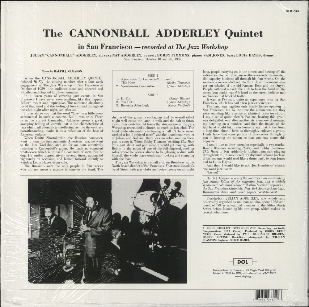 Cannonball Adderley The Cannonball Adderley Quintet In San Francisco UK vinyl LP album (LP record) 889397273316