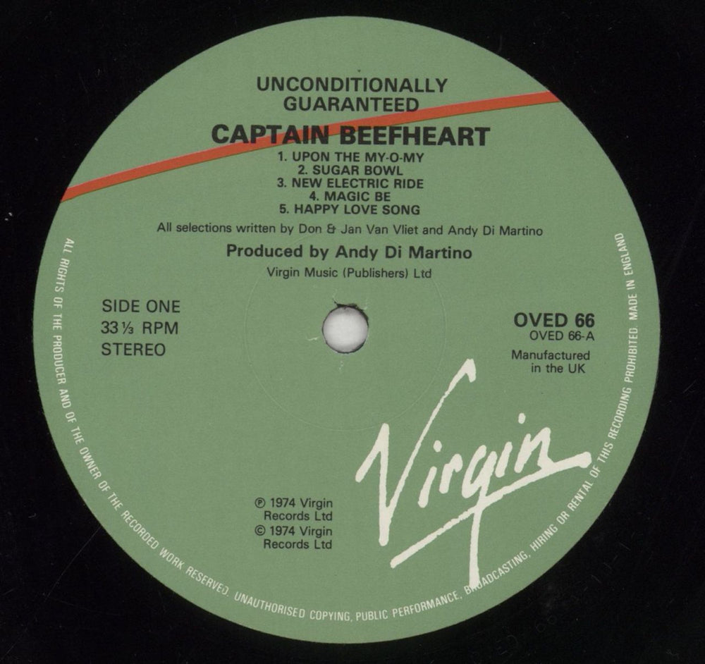 Captain Beefheart & Magic Band Unconditionally Guaranteed UK vinyl LP album (LP record) CPTLPUN693795