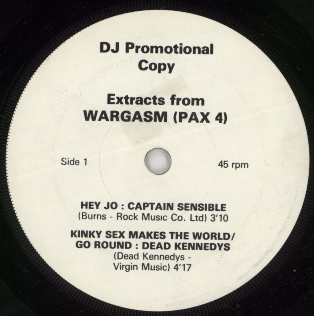 Captain Sensible Extracts From Wargasm UK Promo 7" vinyl single (7 inch record / 45) EXTRACTS