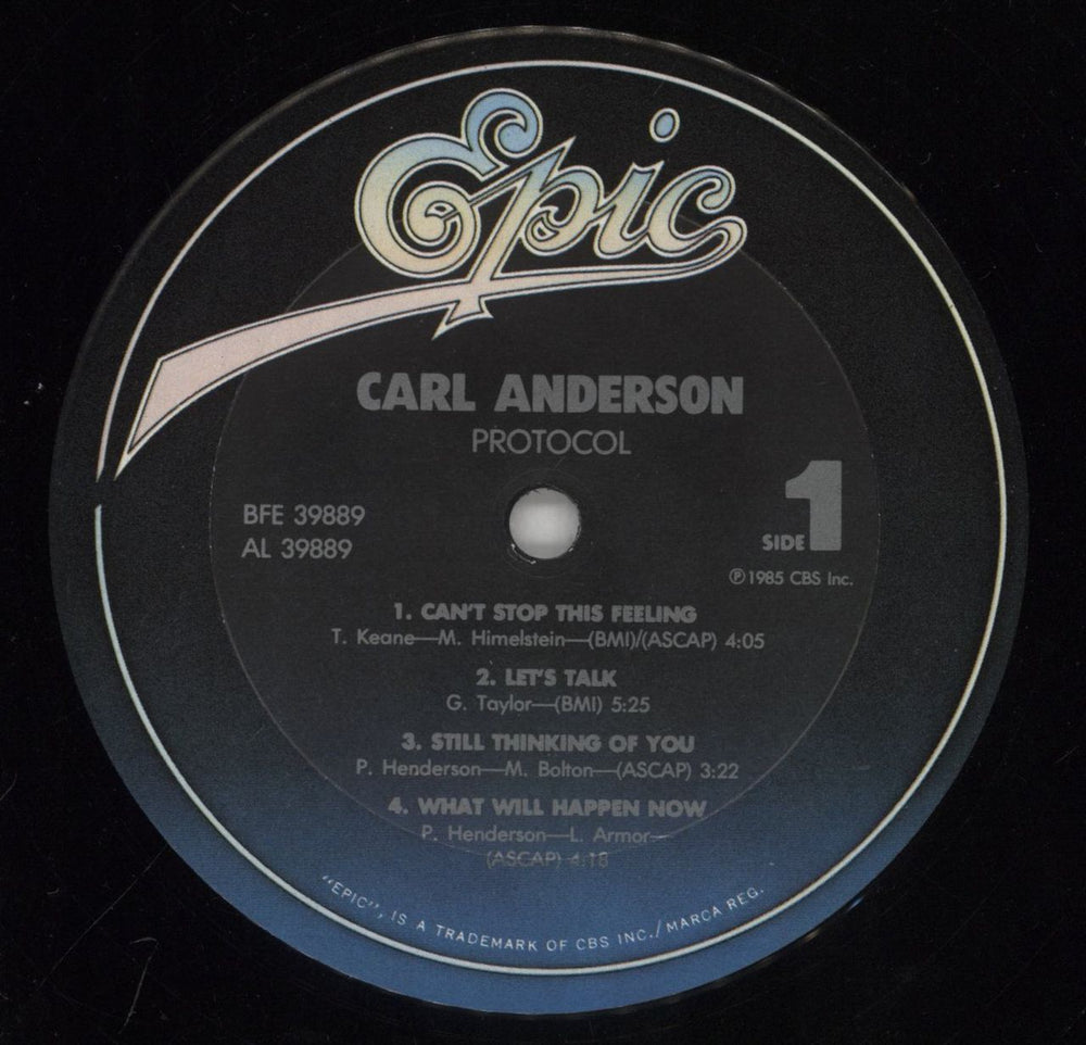 Carl Anderson Protocol US vinyl LP album (LP record) 1CALPPR860650