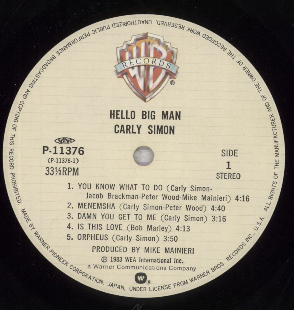 Carly Simon Hello Big Man Japanese vinyl LP album (LP record) CALLPHE136042