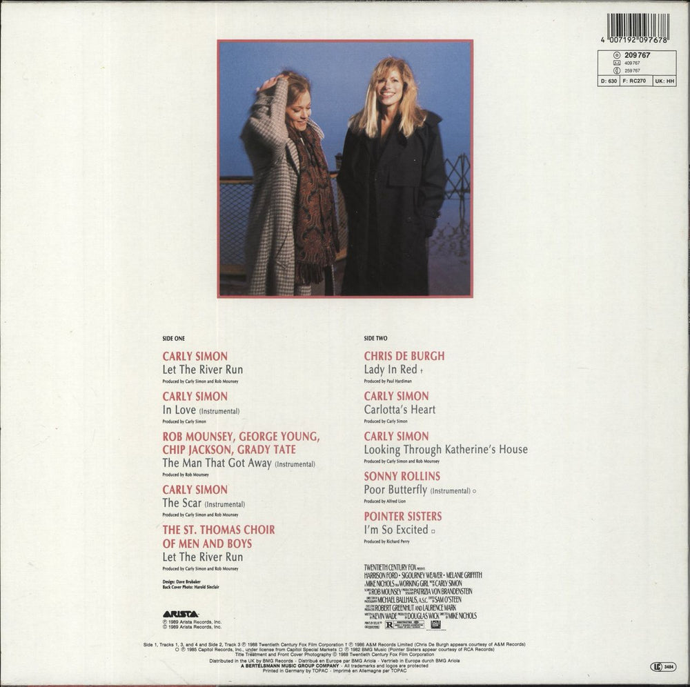 Carly Simon Working Girl German vinyl LP album (LP record) 4007192097678