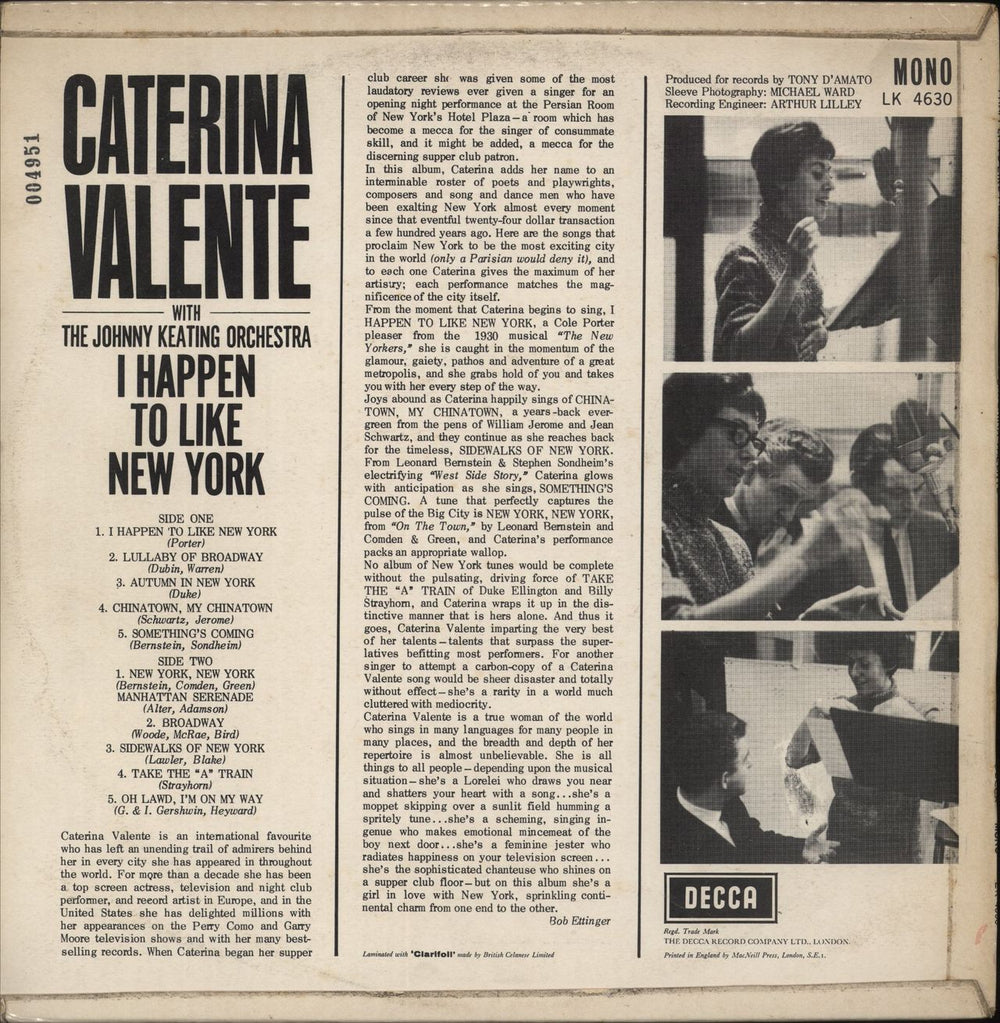 Caterina Valente I Happen To Like New York UK vinyl LP album (LP record)