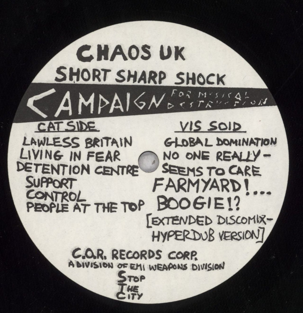 Chaos U.K. Short Sharp Shock - 1st - EX UK vinyl LP album (LP record) CUKLPSH837241