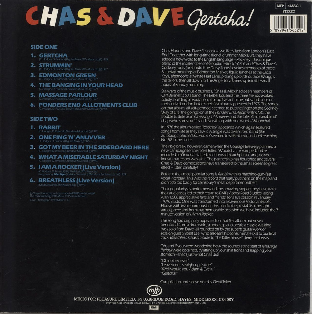 Chas & Dave Gertcha UK vinyl LP album (LP record) 5099941563212
