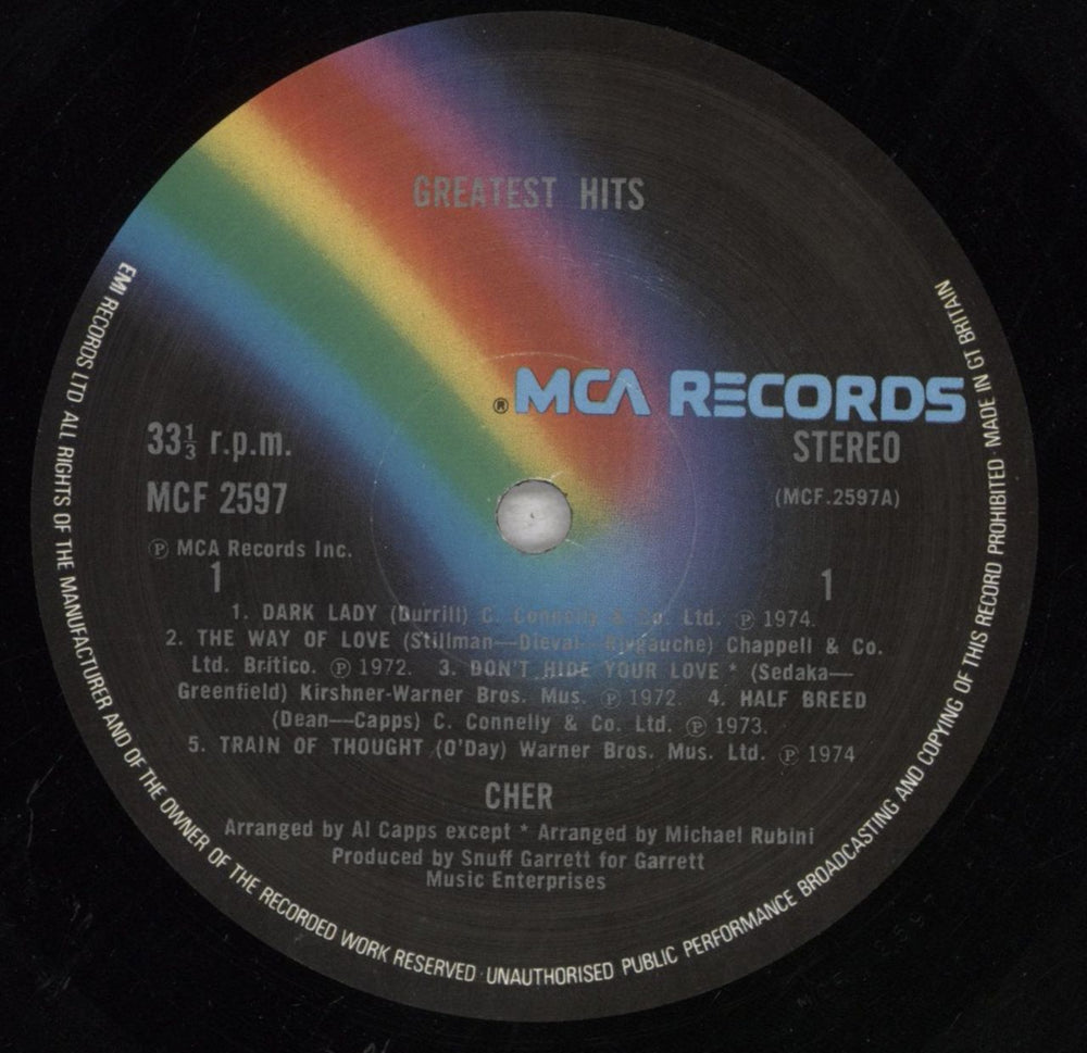 Cher Greatest Hits UK vinyl LP album (LP record) CHELPGR362194