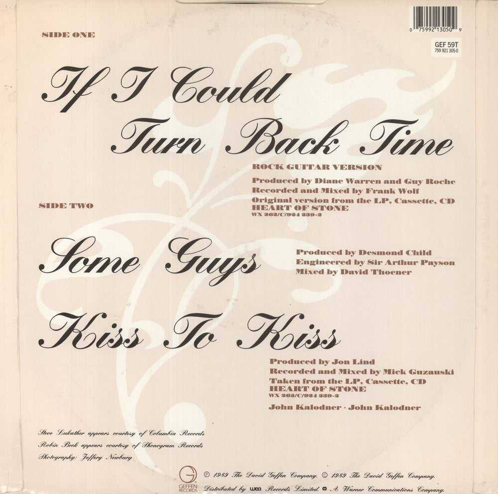 Cher If I Could Turn Back Time UK 12" vinyl single (12 inch record / Maxi-single) 075992130509