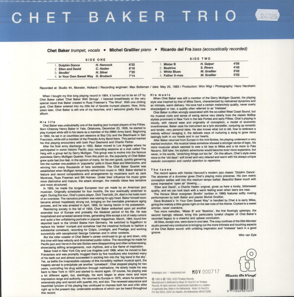 Chet Baker Mr. B - 180gm Translucent Red Vinyl UK vinyl LP album (LP record) 8719262027633